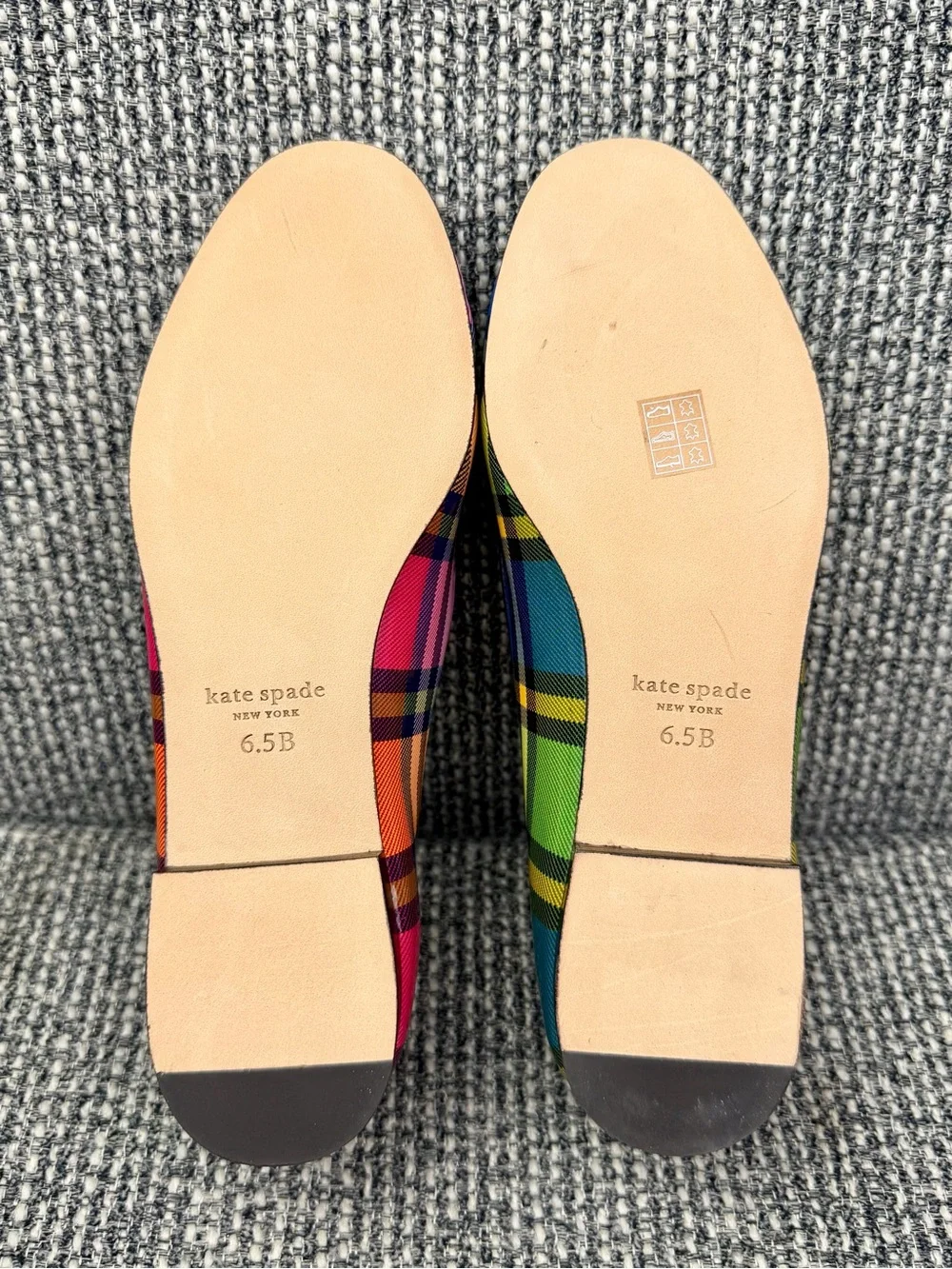 Kate Spade Lounge Grand Plaid Loafers KJ188 Multi Mismatch Flats 6.5 B
